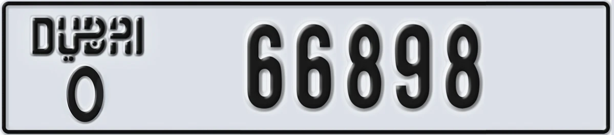 UAE License Plate Dubai O 66898