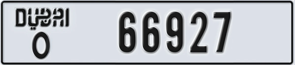UAE License Plate Dubai O 66927