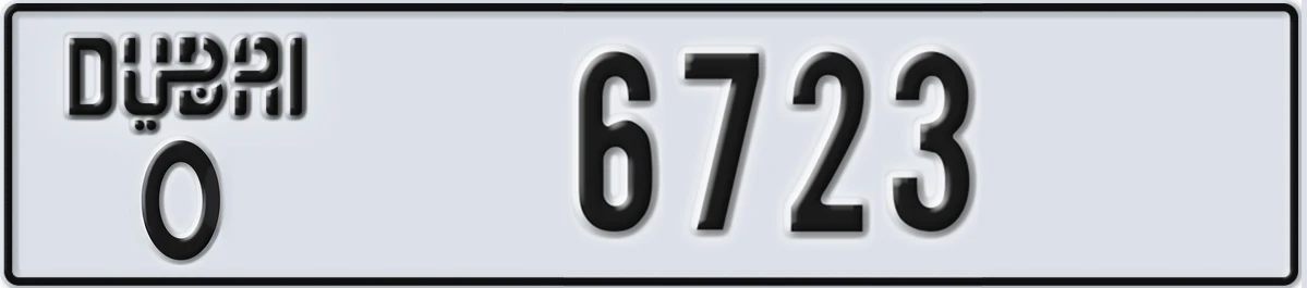 UAE License Plate Dubai O 6723