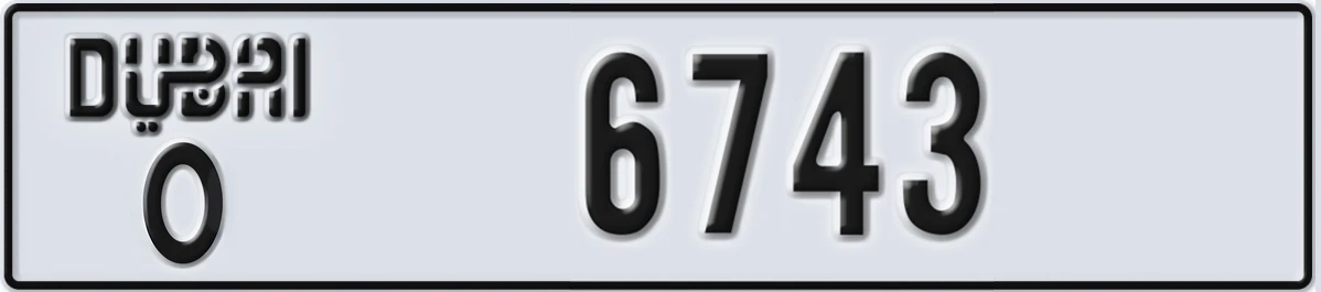 UAE License Plate Dubai O 6743