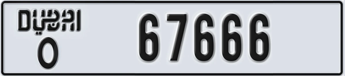 UAE License Plate Dubai O 67666