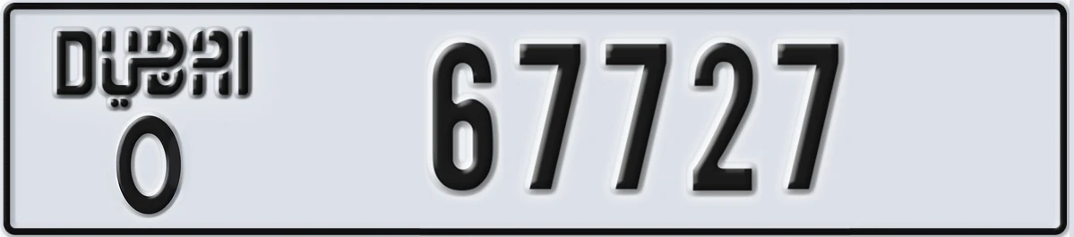 UAE License Plate Dubai O 67727