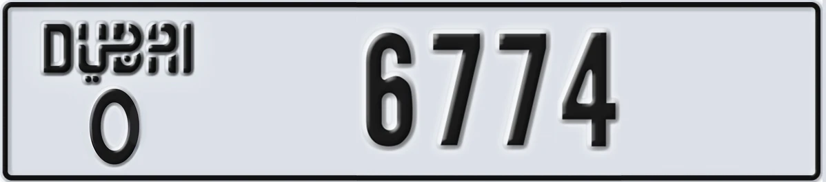 UAE License Plate Dubai O 6774