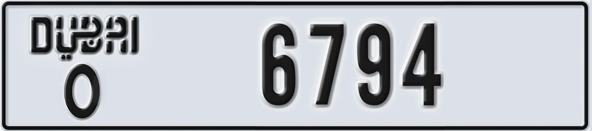 UAE License Plate Dubai O 6794