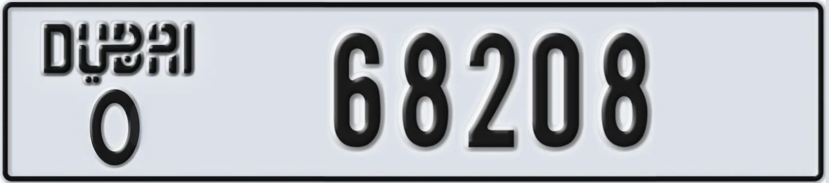 UAE License Plate Dubai O 68208