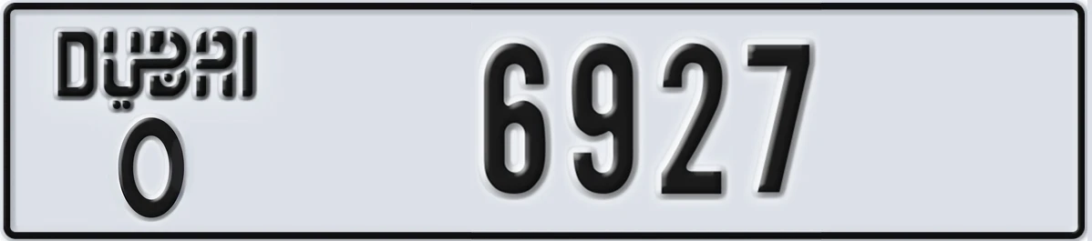 UAE License Plate Dubai O 6927