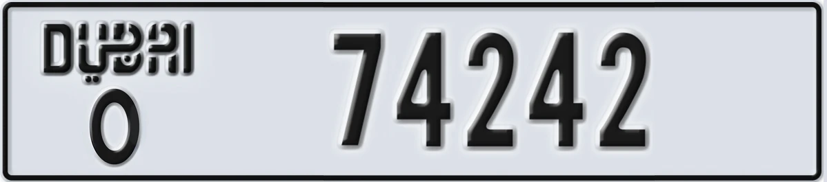 UAE License Plate Dubai O 74242