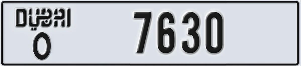 UAE License Plate Dubai O 7630