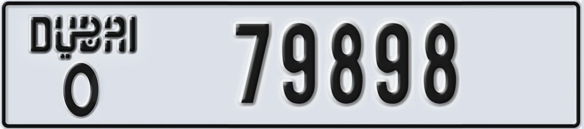 UAE License Plate Dubai O 79898