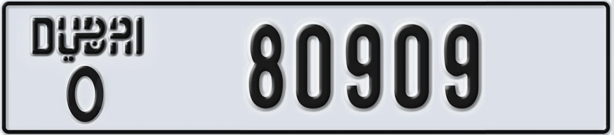 UAE License Plate Dubai O 80909