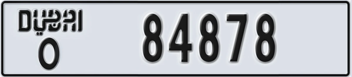 UAE License Plate Dubai O 84878