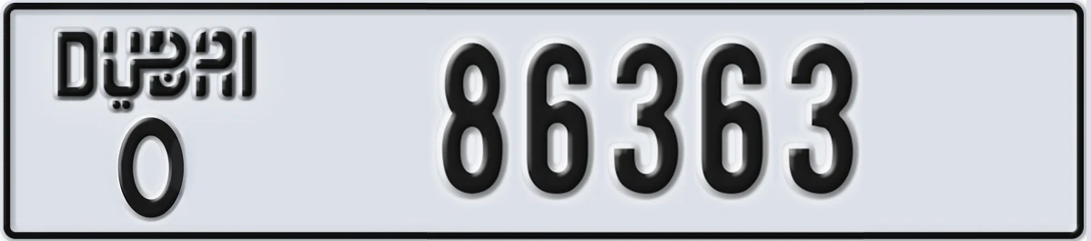 UAE License Plate Dubai O 86363