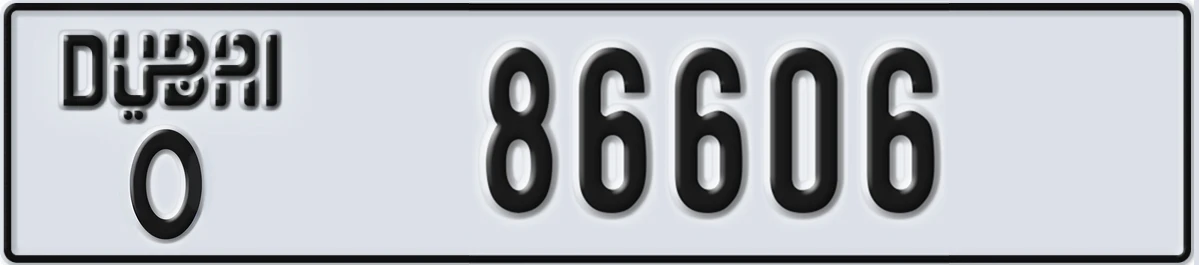 UAE License Plate Dubai O 86606