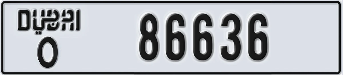 UAE License Plate Dubai O 86636