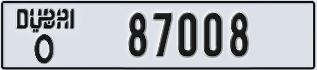 UAE License Plate Dubai O 87008