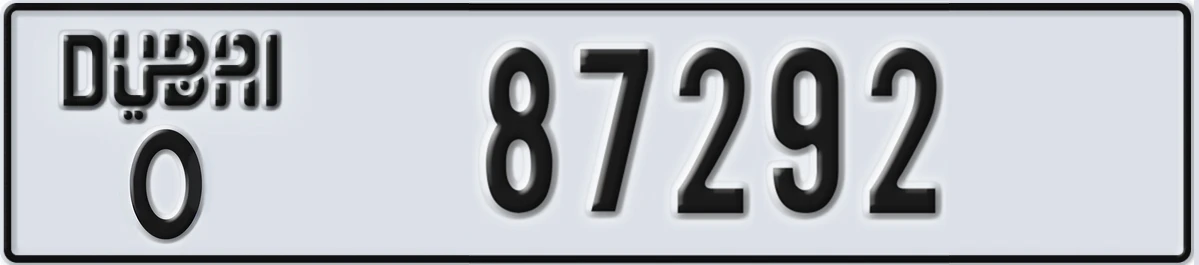 UAE License Plate Dubai O 87292