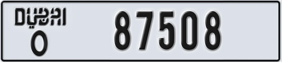 UAE License Plate Dubai O 87508