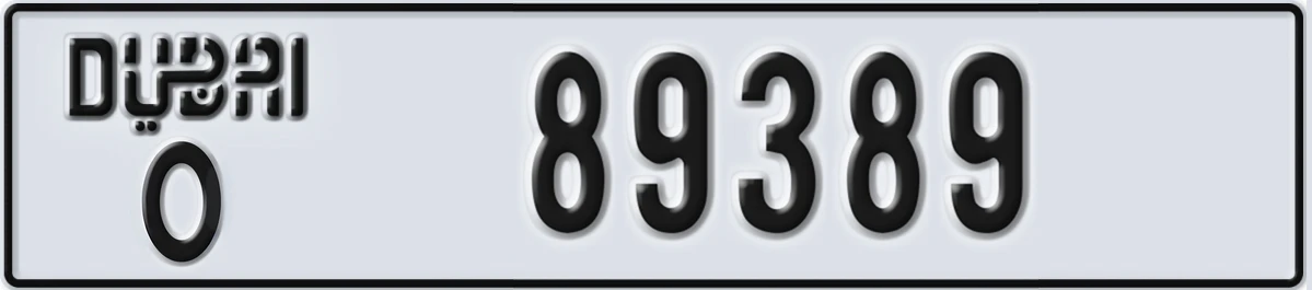 UAE License Plate Dubai O 89389