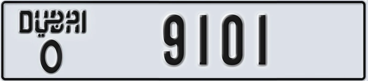 UAE License Plate Dubai O 9101
