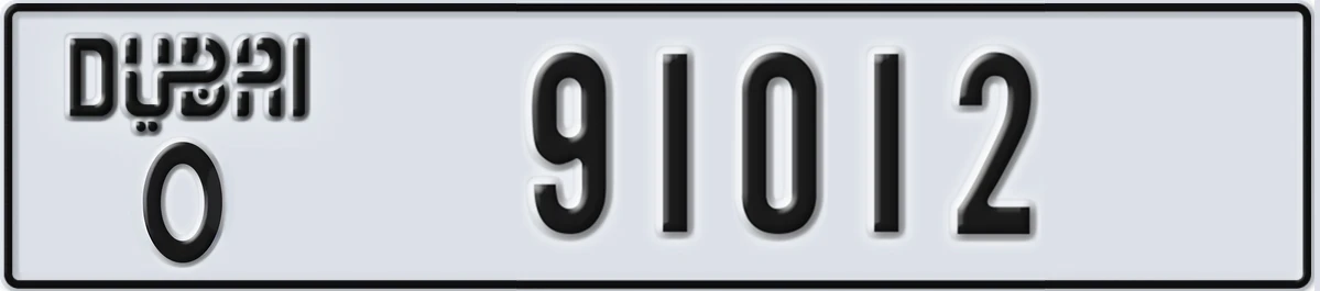 UAE License Plate Dubai O 91012