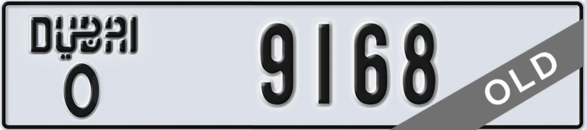 UAE License Plate Dubai O 9168
