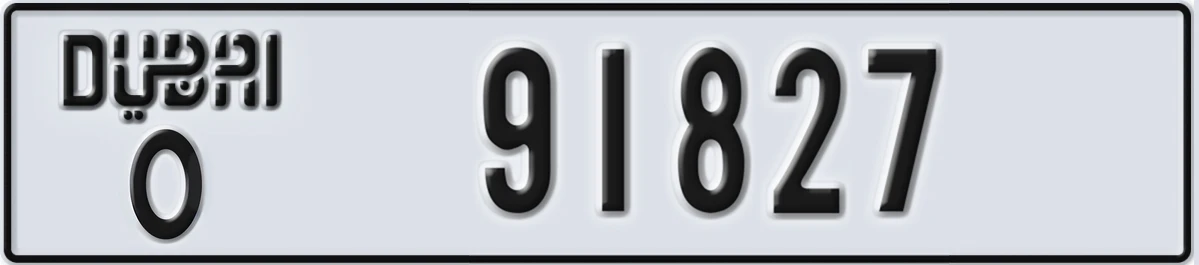 UAE License Plate Dubai O 91827