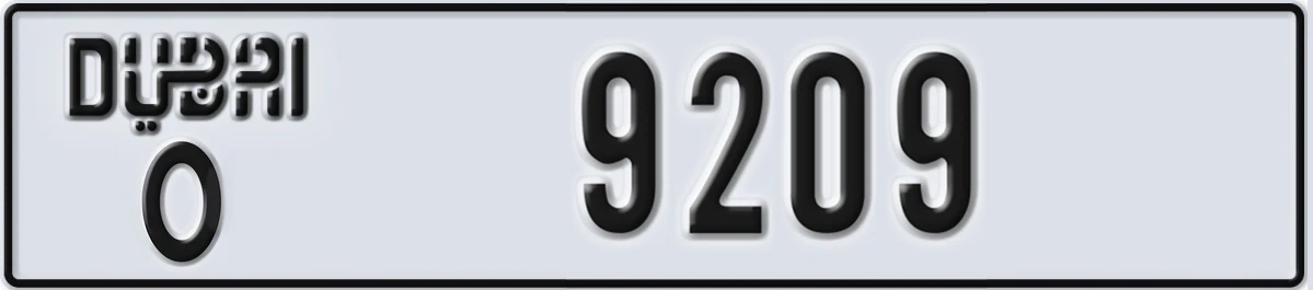 UAE License Plate Dubai O 9209