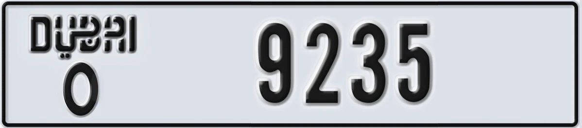 UAE License Plate Dubai O 9235
