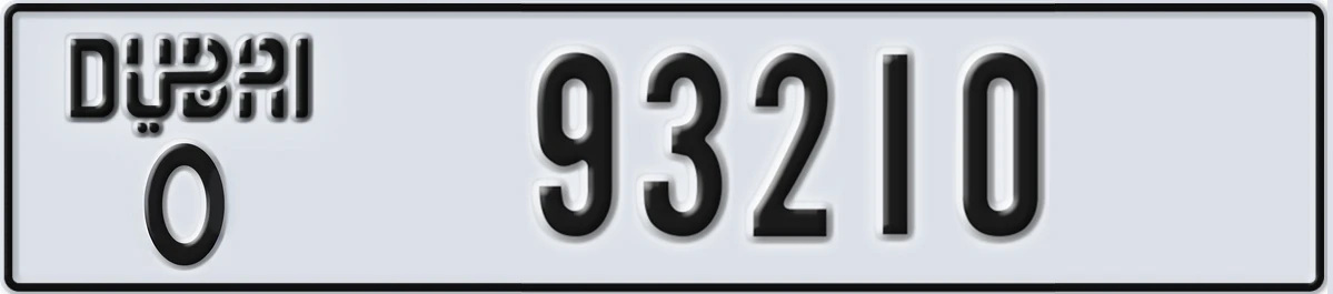 UAE License Plate Dubai O 93210