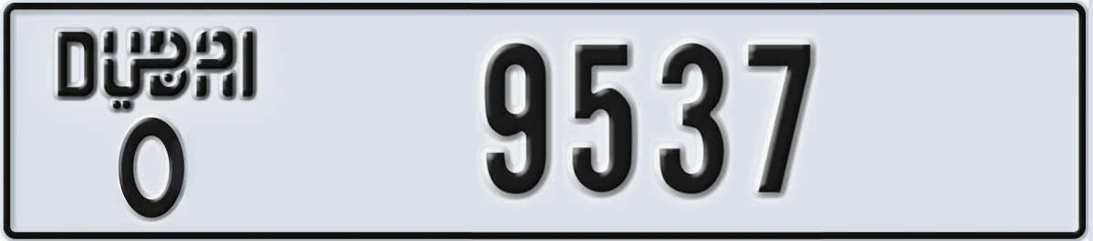 UAE License Plate Dubai O 9537