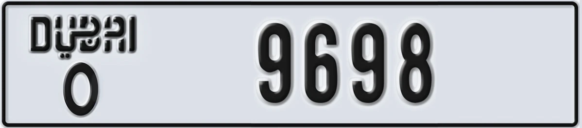 UAE License Plate Dubai O 9698