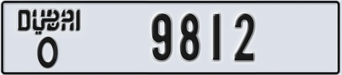 UAE License Plate Dubai O 9812