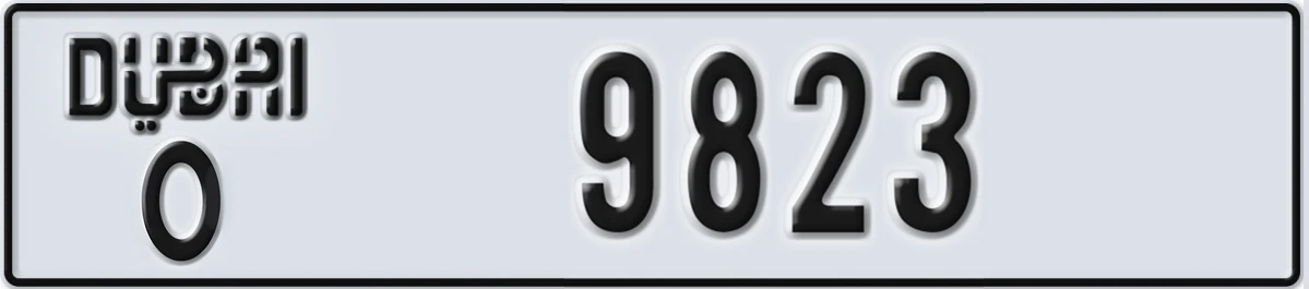 UAE License Plate Dubai O 9823