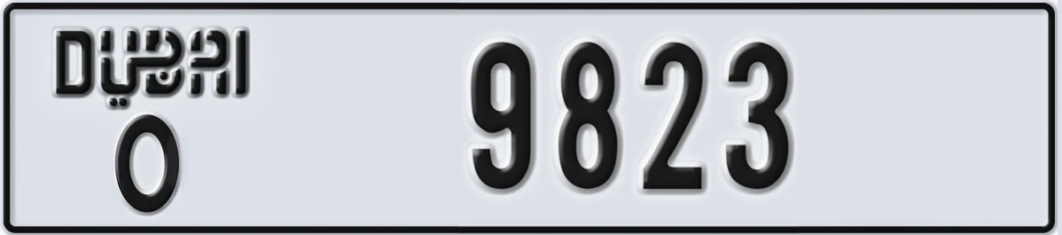 UAE License Plate Dubai O 9823
