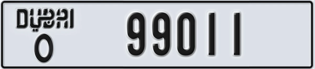 UAE License Plate Dubai O 99011