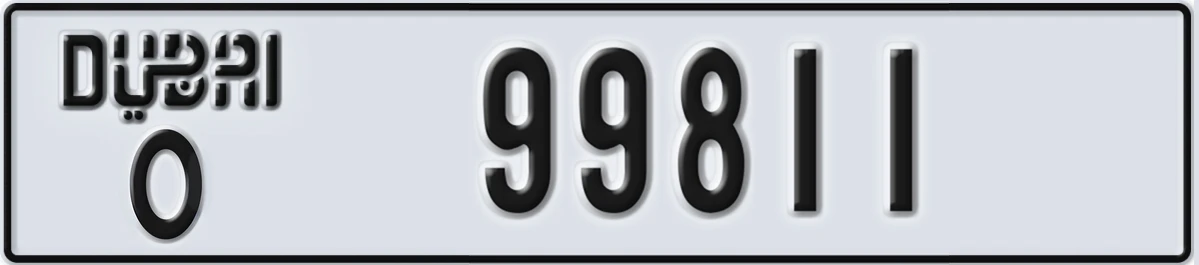 UAE License Plate Dubai O 99811