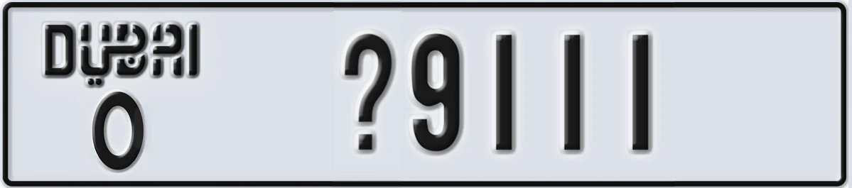 UAE License Plate Dubai O X9111