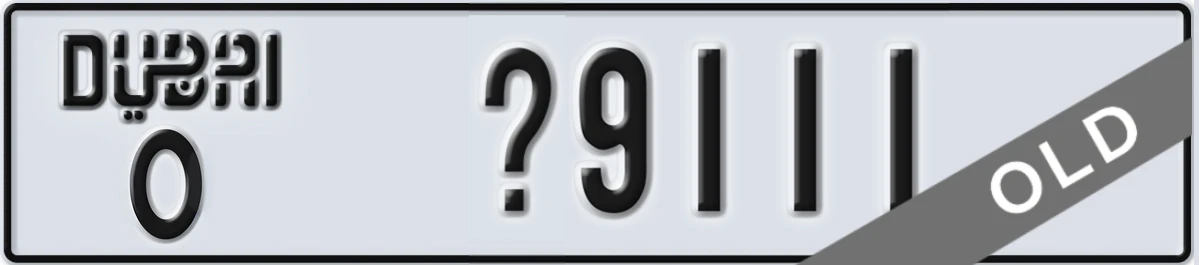 UAE License Plate Dubai O X9111