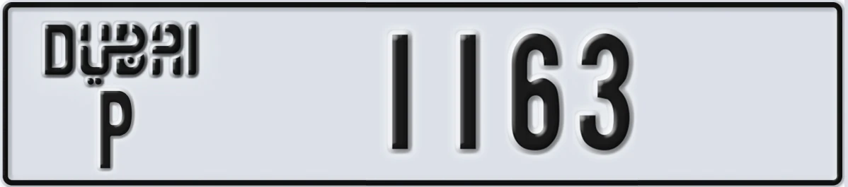 UAE License Plate Dubai P 1163