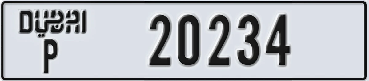 UAE License Plate Dubai P 20234