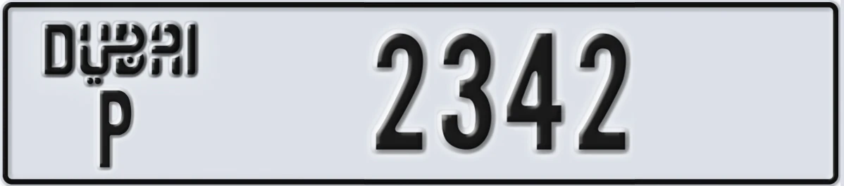 UAE License Plate Dubai P 2342