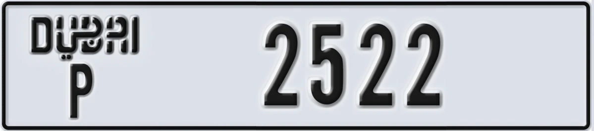 UAE License Plate Dubai P 2522