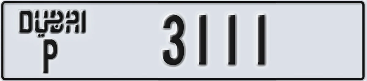 UAE License Plate Dubai P 3111