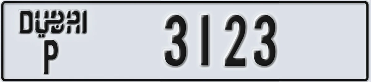 UAE License Plate Dubai P 3123