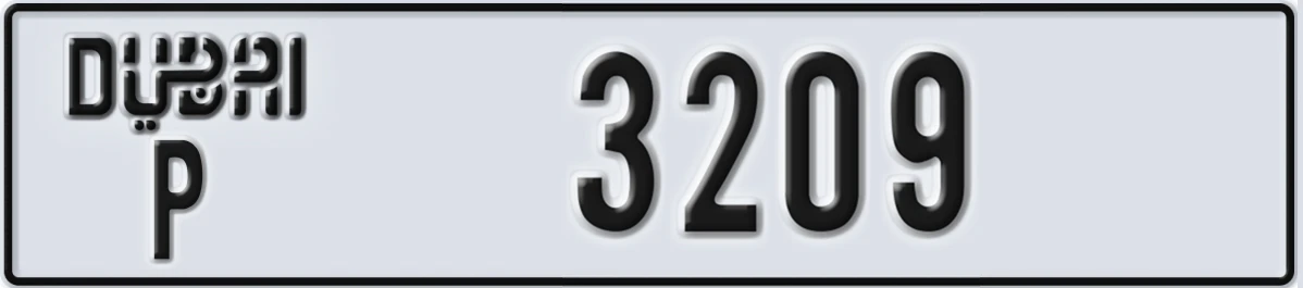 UAE License Plate Dubai P 3209