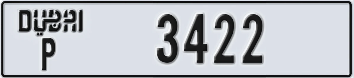 UAE License Plate Dubai P 3422