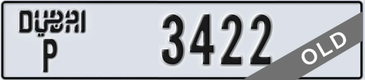 UAE License Plate Dubai P 3422