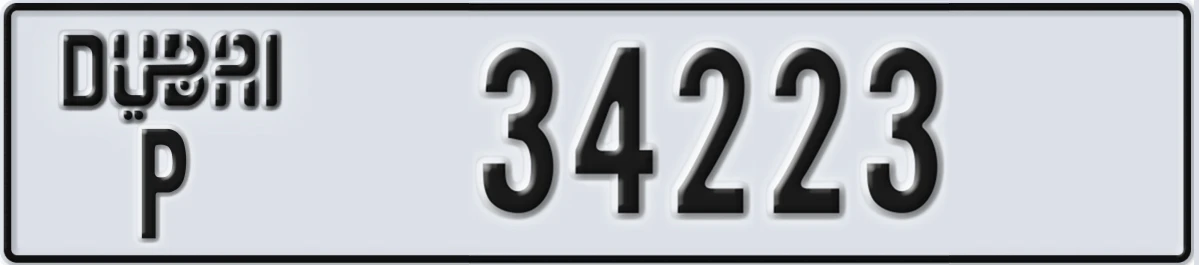 UAE License Plate Dubai P 34223