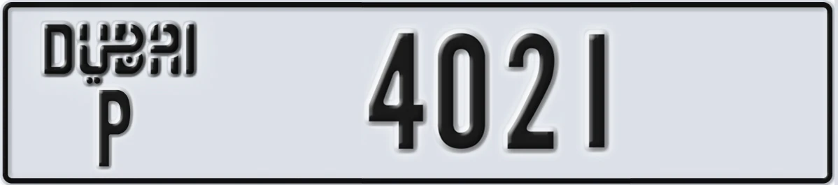 UAE License Plate Dubai P 4021