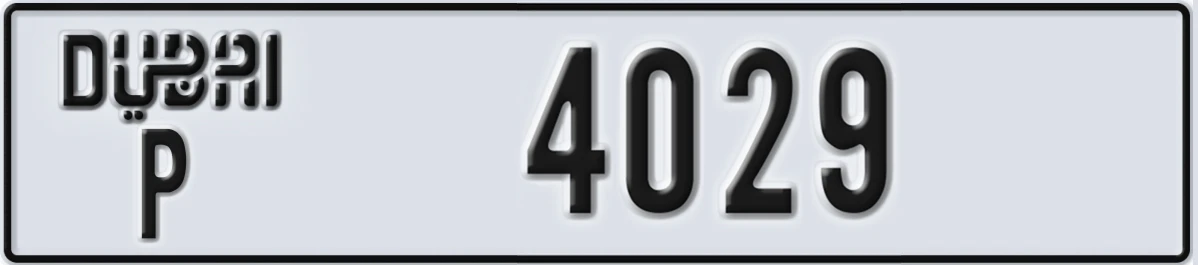UAE License Plate Dubai P 4029